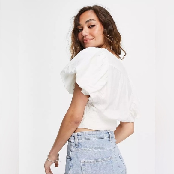 Free People can't get enough wrap top puffed sleeves in poplin size extra small - Picture 5 of 11